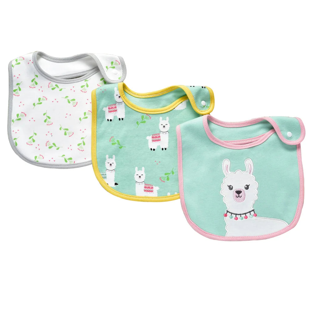 Soft Cotton Baby Bibs (3-Pack) with Cartoon Prints