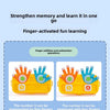 A set of finger-activated fun learning toys showing how the number 5 is represented by five fingers and the number 4 is expre