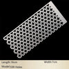 A rectangular stainless steel ruler with a pattern of cross shapes for diamond painting, shown diagonally against a black bac