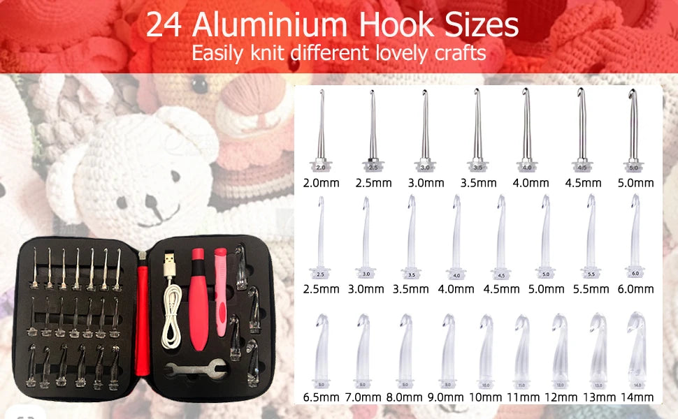 Ergonomic Crochet Hook Set with LED Light and Digital Row Counter