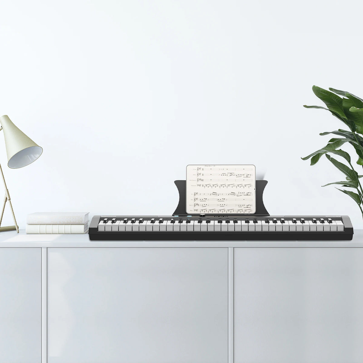 61-Key Portable Keyboard Piano with Stand, Bench, Headphones, and Pedal