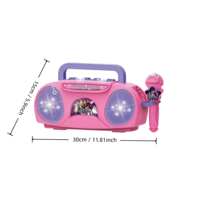 Kids Karaoke Microphone with Guitar Stand and LED Lights