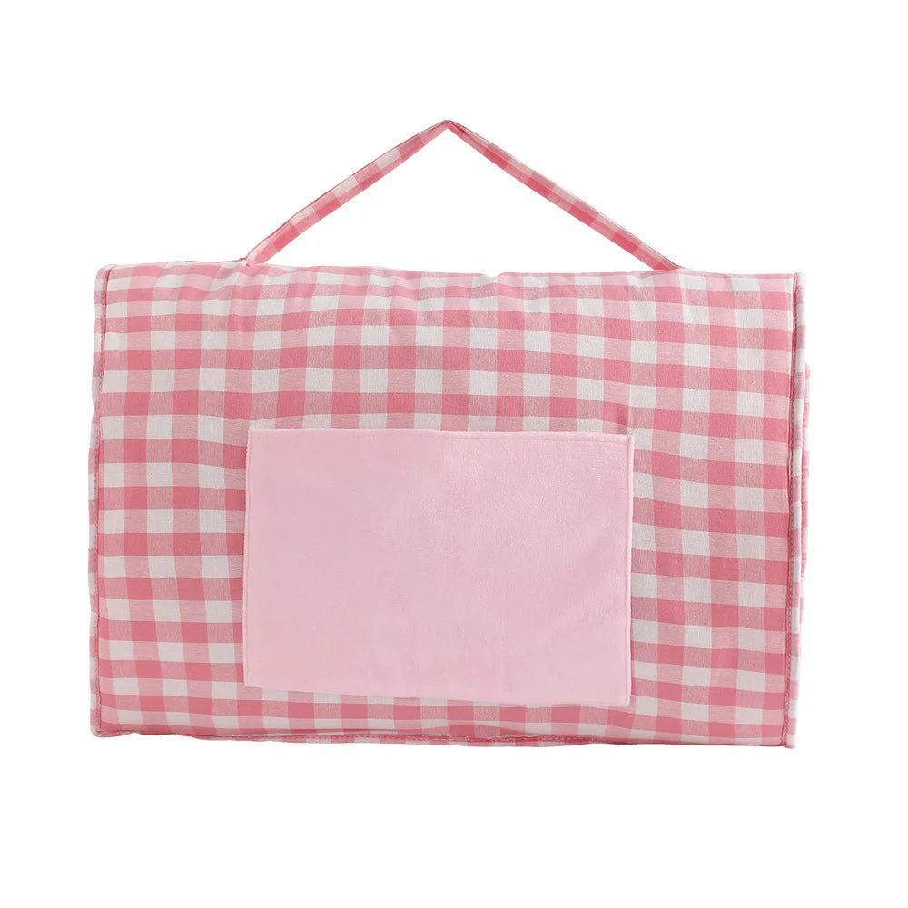Plaid Toddler Nap Mat with Minky Pillow - Roll-Up Design for Daycare & Travel