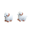 Two white miniature sheep figurines with brown accents.