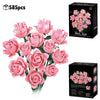 A bouquet of pink roses made from building blocks, packaged in a box.