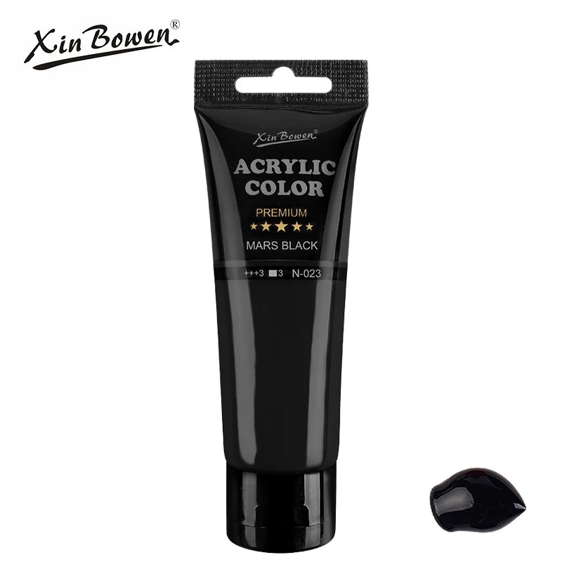 A tube of Xin Bowen Acrylic Color in Mars Black paint.