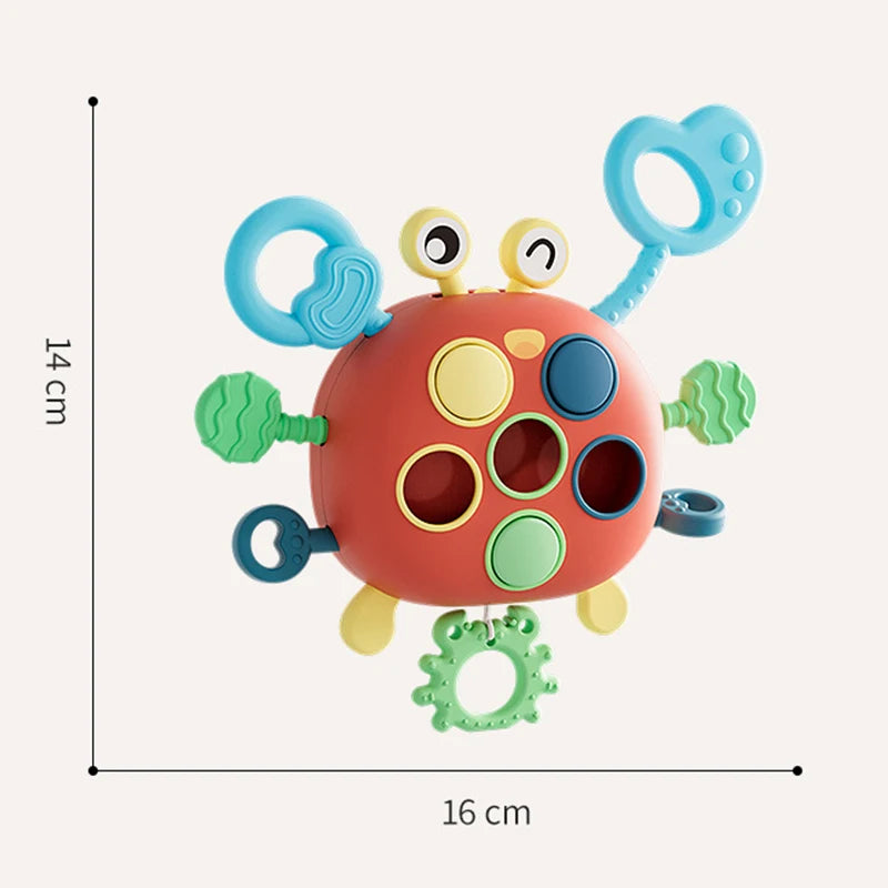 Montessori Sensory Pull Toy for Babies – Silicone Activity Toy with String