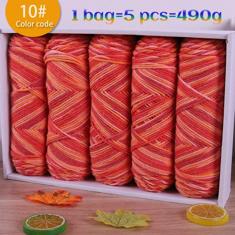 Multicolor Gradient Dyed Acrylic Yarn for Knitting & Crochet
