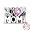 Sterling silver initial and heart charm beads for bracelets in a love and family collection