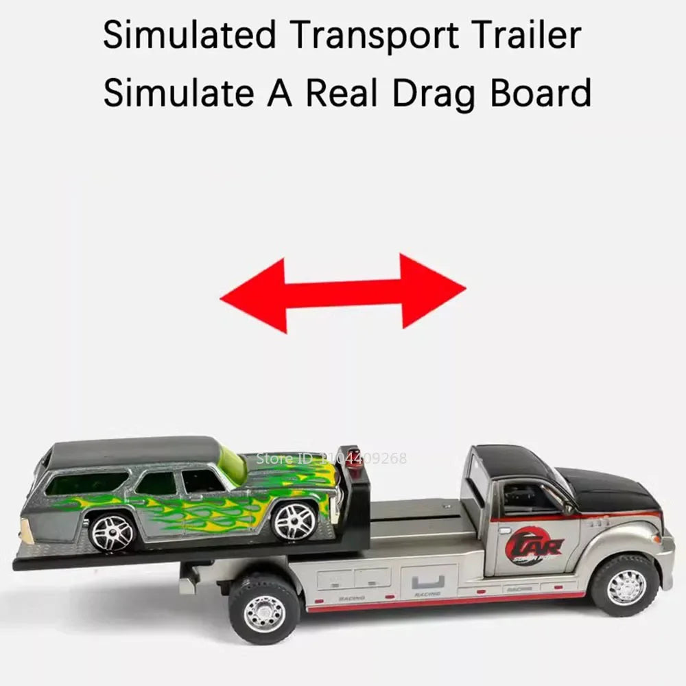 Diecast Metal Container Truck with Trailer – Pull-Back Action