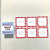 A set of colorful family conversation starter cards with prompts like Describe your family in five words and What is your big