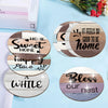 Set of 8 Decorative Wooden Coasters with English Print