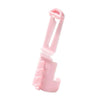 A pink ergonomic yarn guide ring used for smooth crochet and knitting.