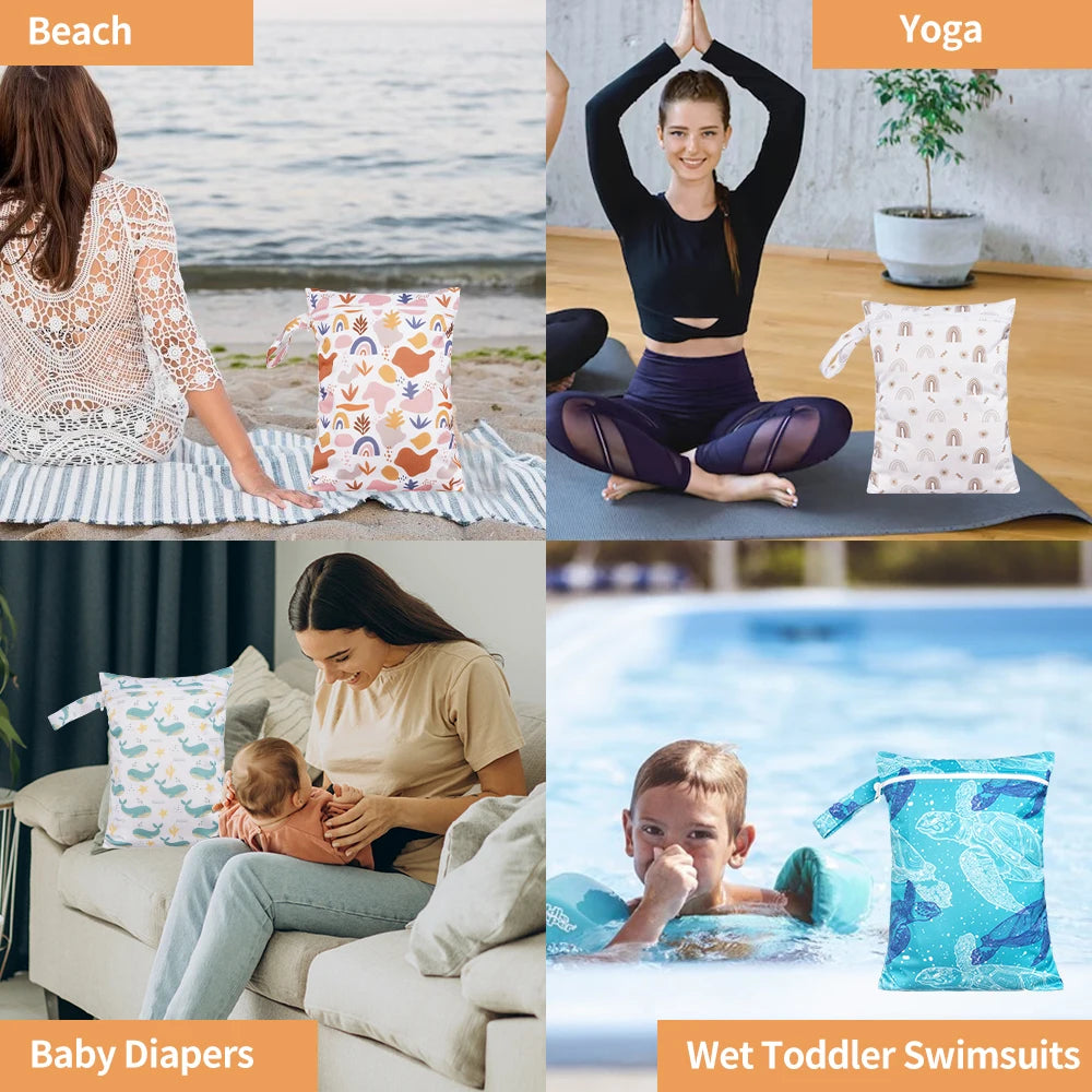Reusable Waterproof Diaper Covers with Travel Wet Bags