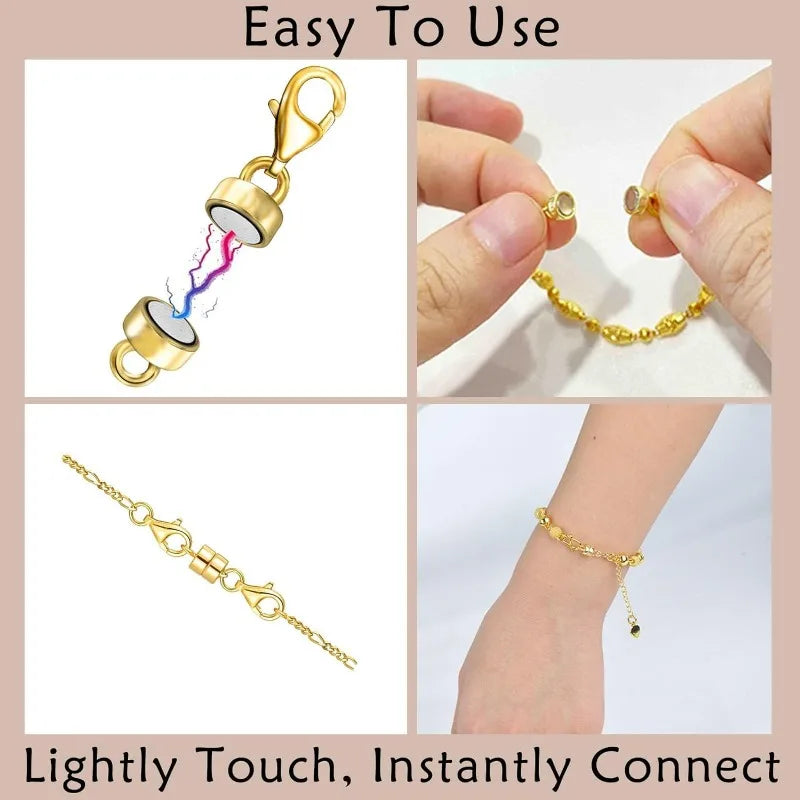Magnetic Necklace Clasp Converter with Lobster Claw – 14K Gold & Silver Plated