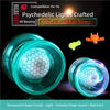 Transparent aqua crystal yo-yo with a finger guard and ball cord