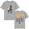 A gray t-shirt featuring a graphic design for the Hit Me Hard and Soft Tour.