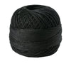 A ball of black 100% cotton crochet thread used for tatting and embroidery.