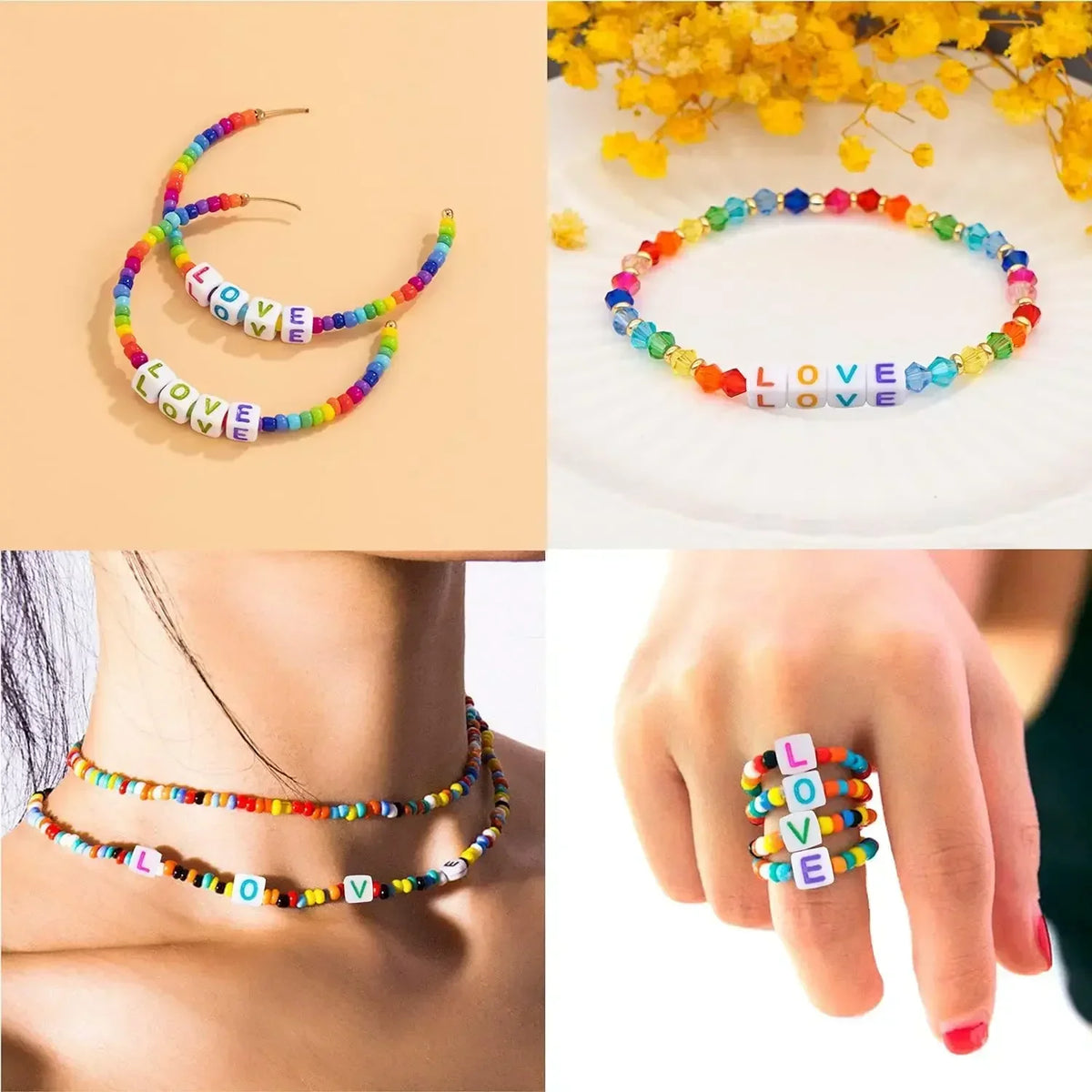 Acrylic Alphabet Beads for Jewelry Making - Mixed Letter Cubes