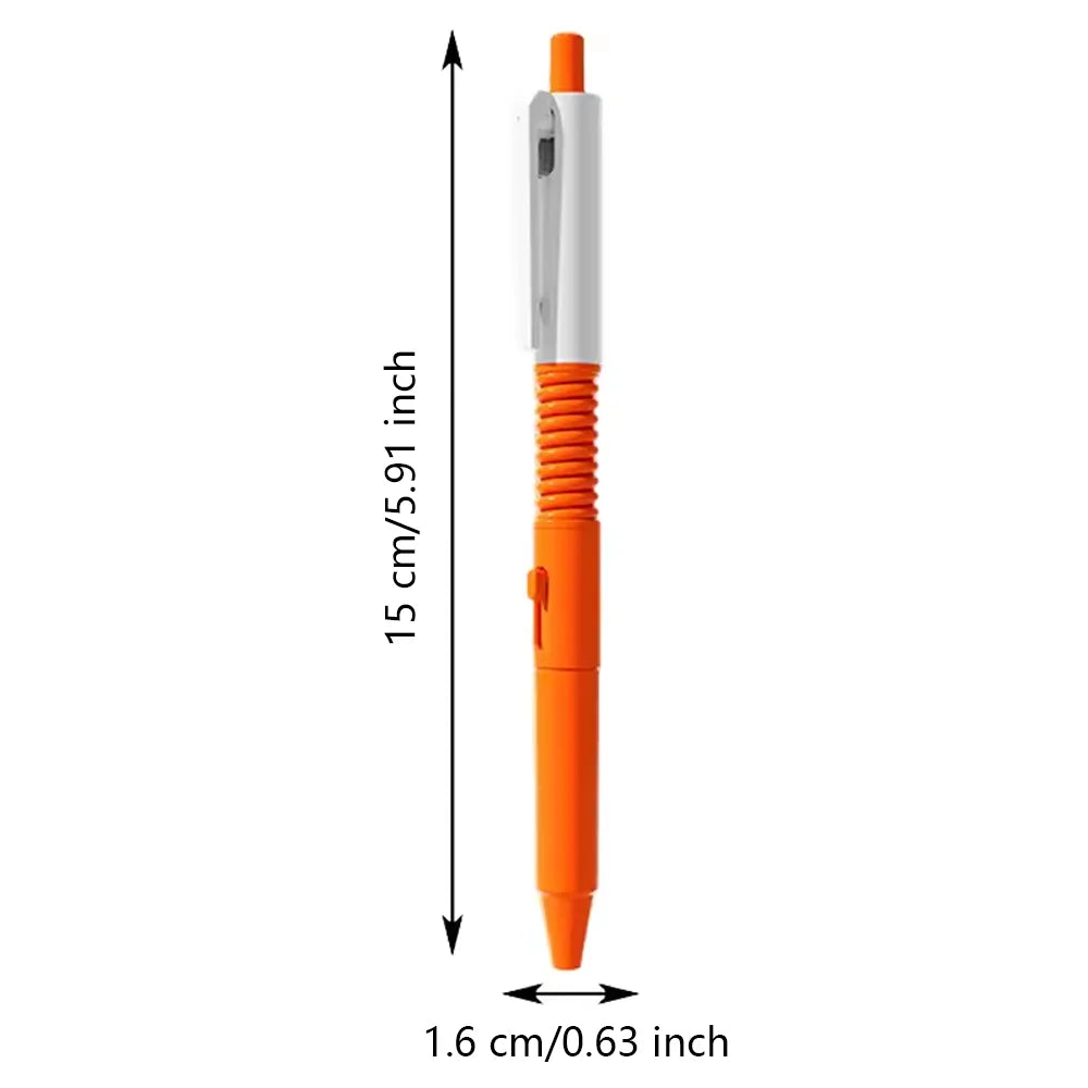 An orange and white squirt water spray pen with a ballpoint tip shown vertically.