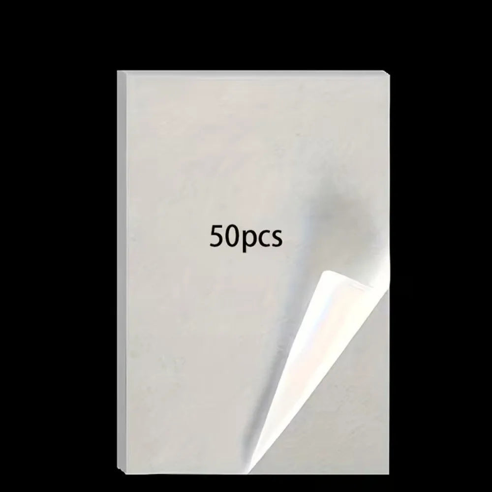 A rectangular sheet of white double-sided diamond painting release paper with the text 50pcs printed on it.