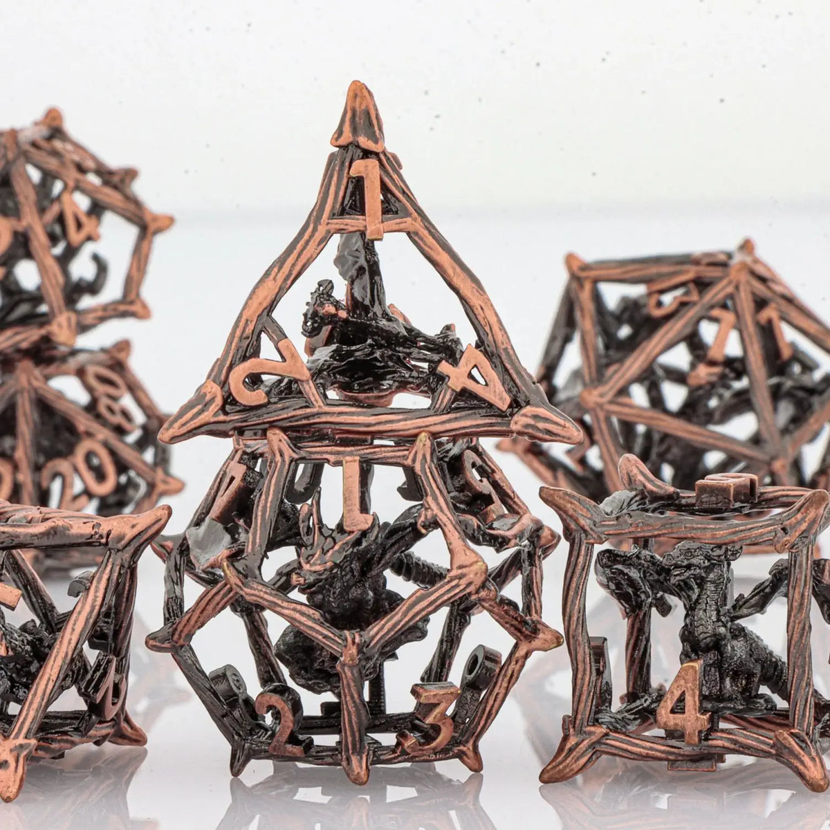 Hollow Metal Polyhedral Dragon Dice Set