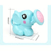 Light blue elephant bath toy with a pink watering can attachment for kids