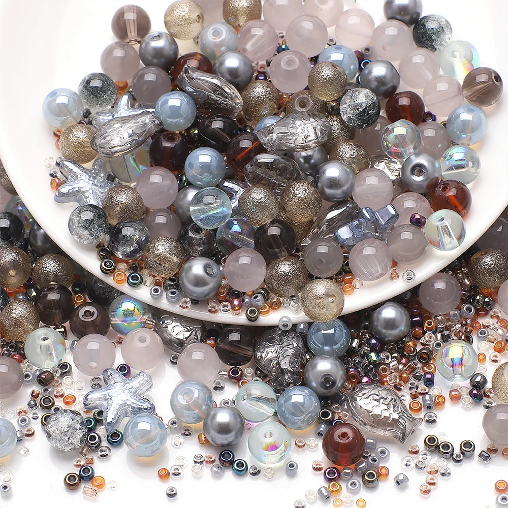 Crystal Glass Seed Beads for Jewelry Making – 45g Mixed Colors & Shapes