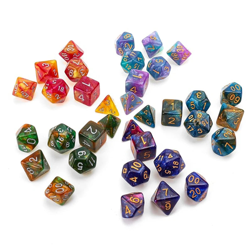 Multicolor Polyhedral Dice Set for RPG and Board Games