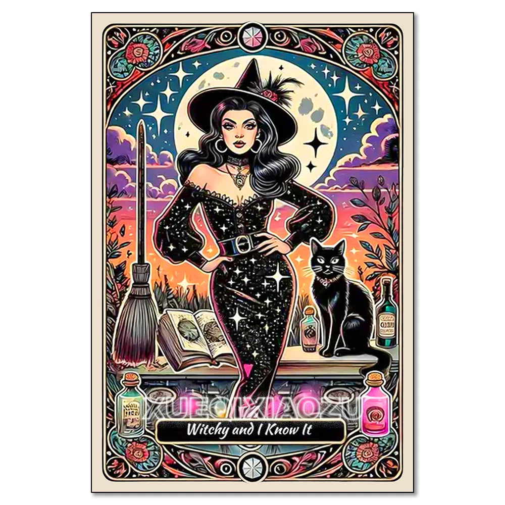 Witch Tarot Diamond Painting Kit - DIY Full Drill Craft for Home Decor