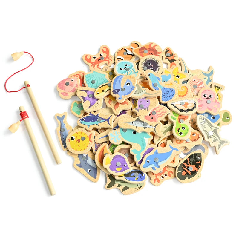 Wooden Magnetic Fishing Game for Kids