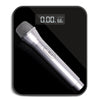 A silver microphone with a digital display showing 0.00 kg and 66 g, set against a black background.