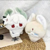 A white and green fluffy rabbit plush pendant collectible doll with red eyes.