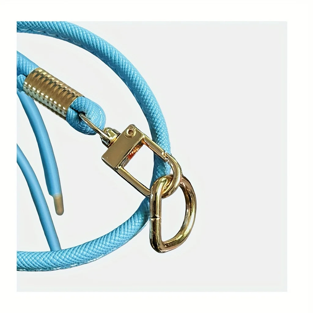Gold hardware kit for a crochet dumpling bag featuring an adjustable strap and metal clasps.