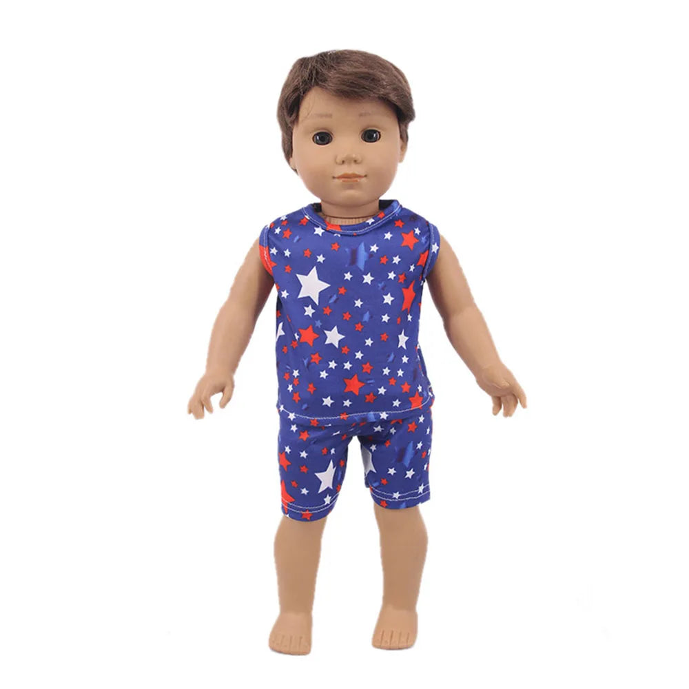 Bear Print Casual Outfit for 43 cm Baby Dolls
