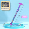 Purple water blaster toy gun with a nozzle effect display being used in a small pool.