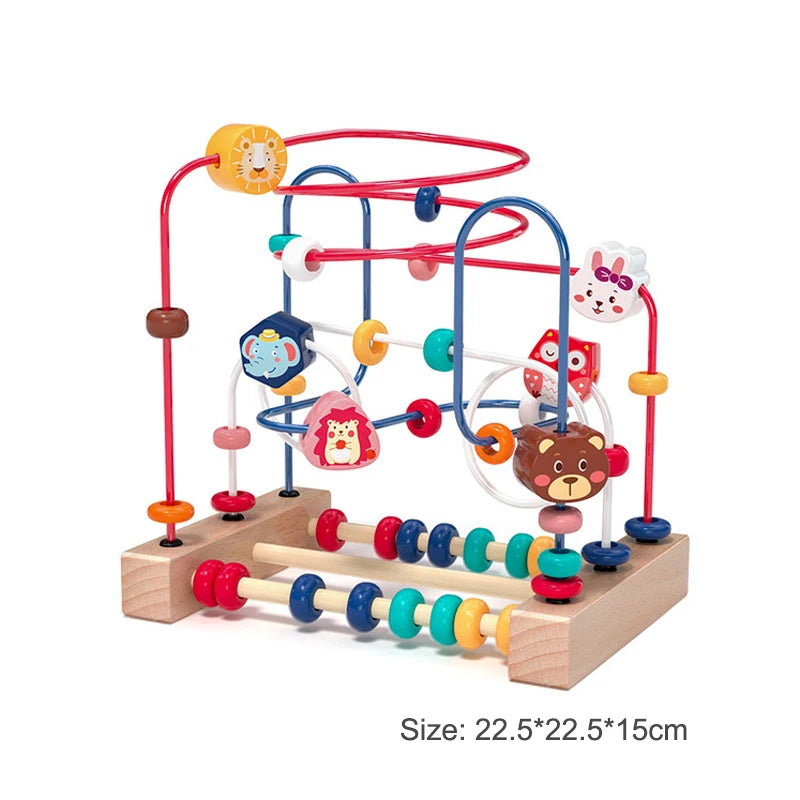 Wooden Bead Maze Roller Coaster Toy for Toddlers