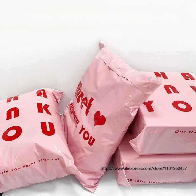 Waterproof Heart Pattern Mailing Bags with Self-Seal Strip (Pack of 100)