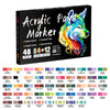 A set of 48 acrylic paint markers featuring bright colors and smooth flow, including various shades of yellow, pink, orange, 