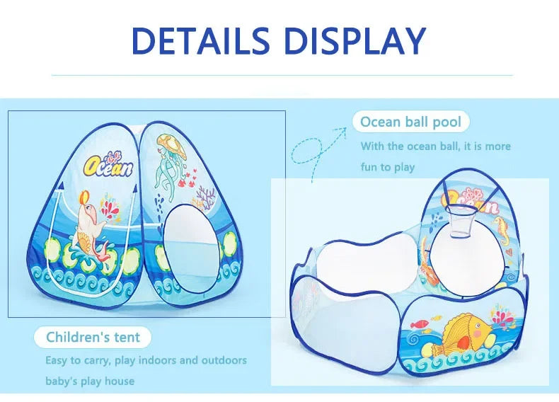 3-in-1 Kids Ball Pit Play Tent with Tunnel