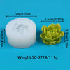 A white silicone mold shaped like a cactus or succulent, shown next to a green version.