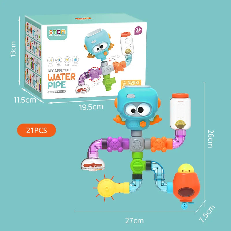 Octopus Suction Cup Bath Toy Building Set with Water Spinners
