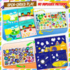 An open-ended play sticker book for toddlers featuring animal scenes and preschool learning activities.