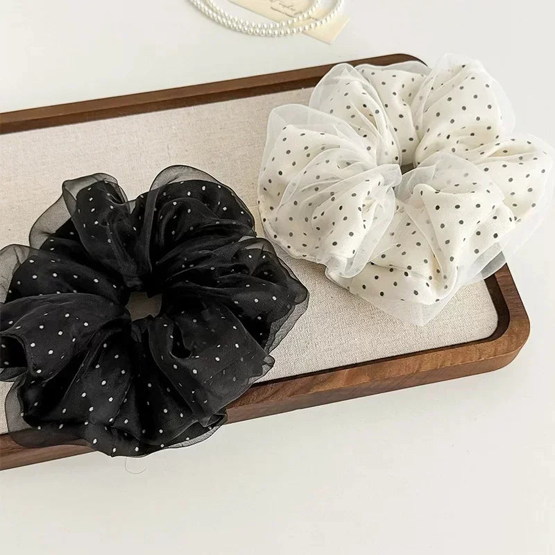 Polka Dot Mesh Scrunchie Hair Ties