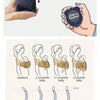 Diagram showing the progression of baby carrying from newborn to 15 months using an X-shaped sling carrier.