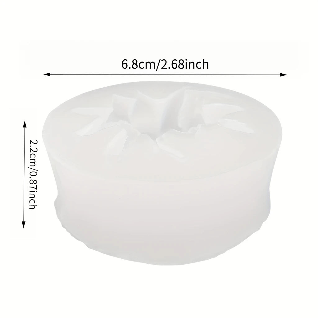 White silicone crystal epoxy glue mold for DIY succulent pots, measuring 6.8cm or 2.68inch in diameter and 2.2cm or 0.87inch 