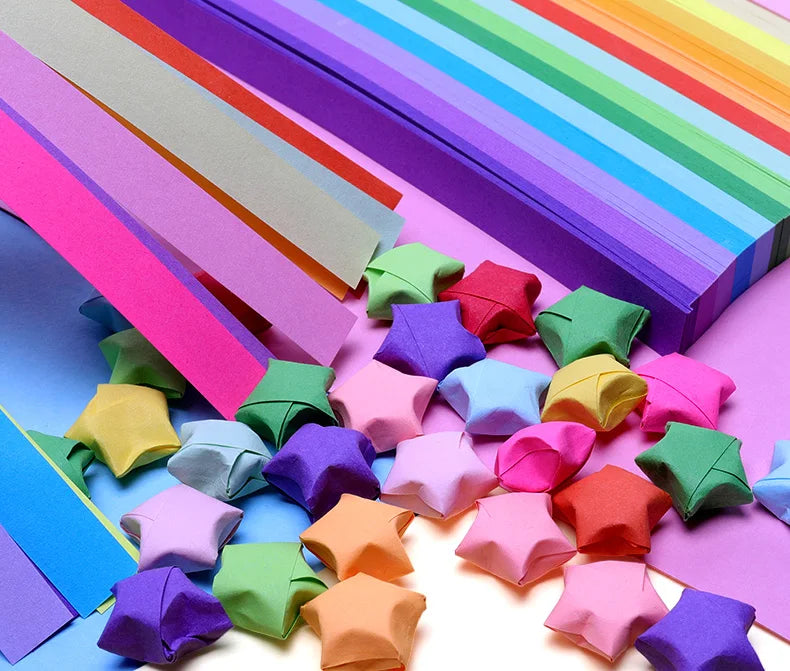 540 Double-Sided Origami Star Strips in 27 Colors for Crafting and Decoration