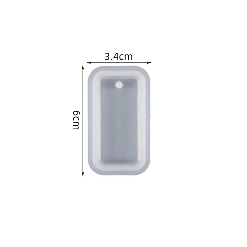 A rectangular silicone mold with a heart-shaped cavity, measuring 3.4cm by 6cm.