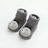 Gray cartoon elephant non-slip cotton socks for babies and toddlers