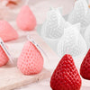 Pink and red silicone strawberry molds for crafting projects like candles, soap, fondant, and epoxy resin